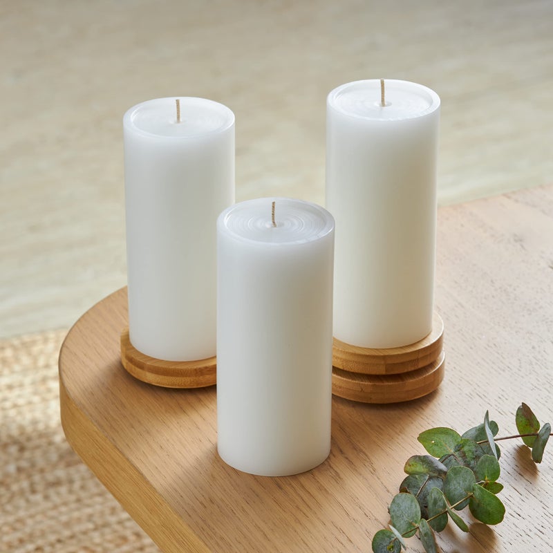 Simply Soson 3x6 inch White Pillar Candles Set of 6, Smooth Texture, Unscented White Candles, Dripless Candles, 3 inch Pillar Candles Ideal as Wedding, Parties, Spas, Dinner, Home Decoration, Church - Image 5